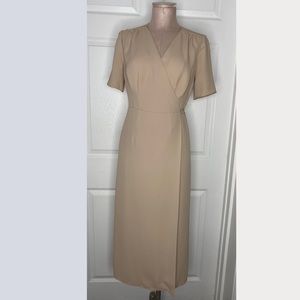 ELBORN Wrap Midi Neutral Dress Sz Small